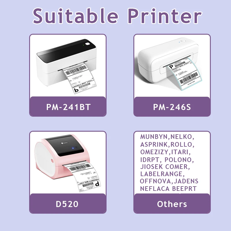 Phomemo A6 formaat 4x6'' 4x4'' Verzendlabels FanFold Paper 241BT 246S D520 DYMO 4XL Zebra Munbyn voor LOGO Barcode