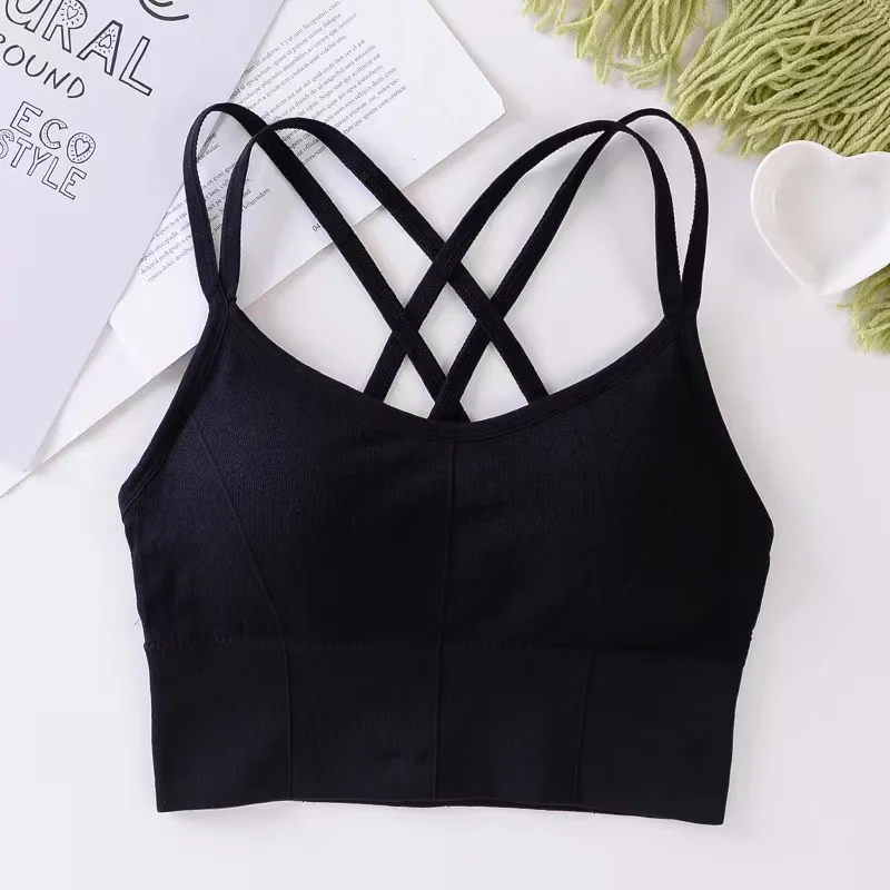 ผู้หญิงเซ็กซี่เสื้อกลับข้าม Tank Top Push Up Running กีฬา Bra Breathable Soft ฟิตเนสความงามสีทึบโยคะ Bra