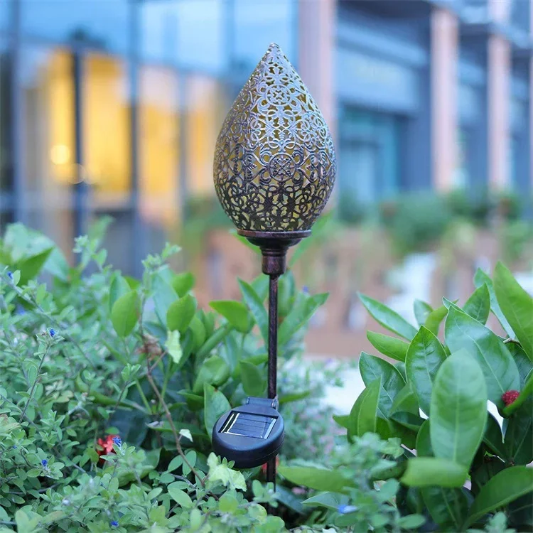 กลางแจ้ง Water DROP Shaped พลังงานแสงอาทิตย์โปรเจคเตอร์กันน้ํา Hollowed-OUT สําหรับลานสวนบันไดรั้ว Street ภูมิทัศน์ระเบียง