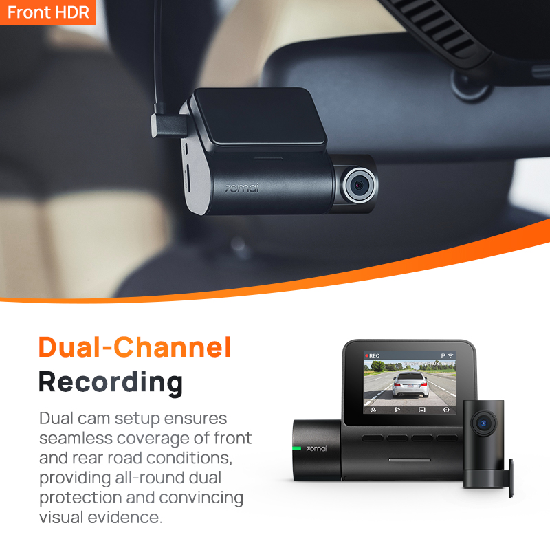 70mai Dash Cam A200 Gobal Dual-channel Record 1080P HDR 2'' IPS Screen 24H Parking Monitor 70mai Car DVR A200 WIFI APP 130° FOV