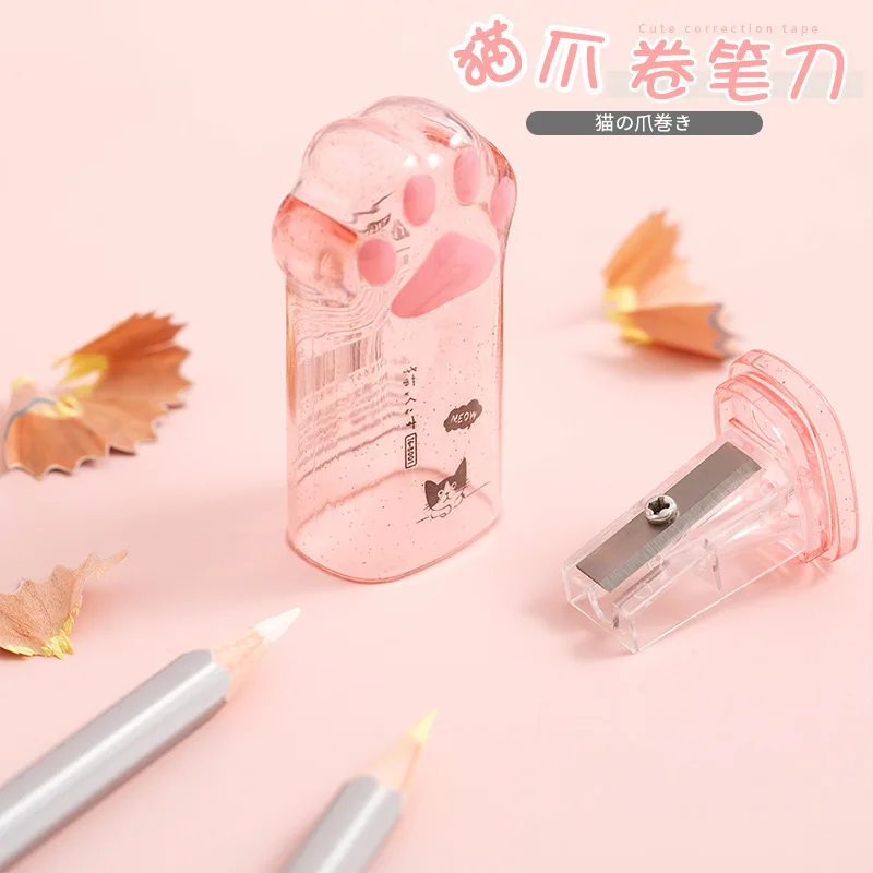 2pcs Pencil Sharpener Random Color Creative Cat Paw Kawaii Stationery Office School Supplies Korean Stationery