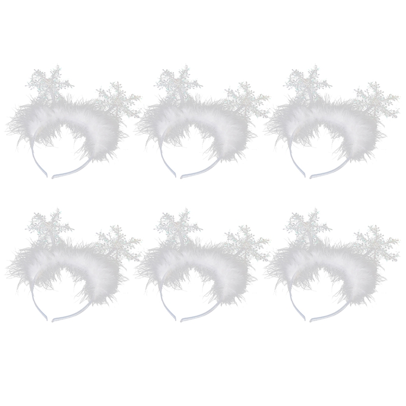6 pçs enfeites de natal cocar de natal floco de neve bandana suprimentos de festa de natal para crianças branco