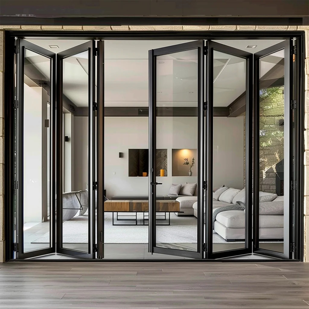 Sixinalu Accordion Front Doors Folding Exterior Interior Aluminum Sliding Double Glass Garden Door Home Decor Custom Panel