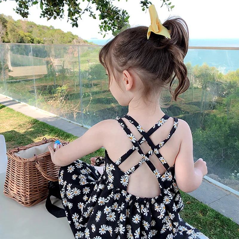 Vestidos casuales para niñas, vestido sin mangas con estampado de pequeñas margaritas, vestidos infantiles para niñas de 2 a 6 años, vestidos de flores para bodas