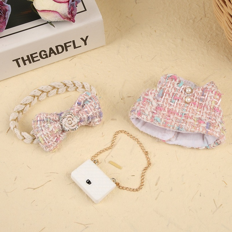 Dla 17cm Labubu Idol Doll luksusowe ubrania strój czarny zestaw sukienek Labubu V1V2 Mini DIY lalka odzież torba akcesoria do butów