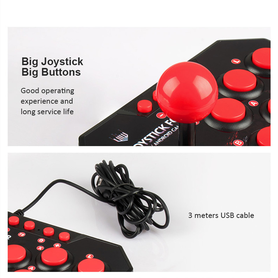 4 em 1 retro estação de arcade combate vara jogo joystick controlador usb com fio rocker para ps3/switch/pc/android jogos console
