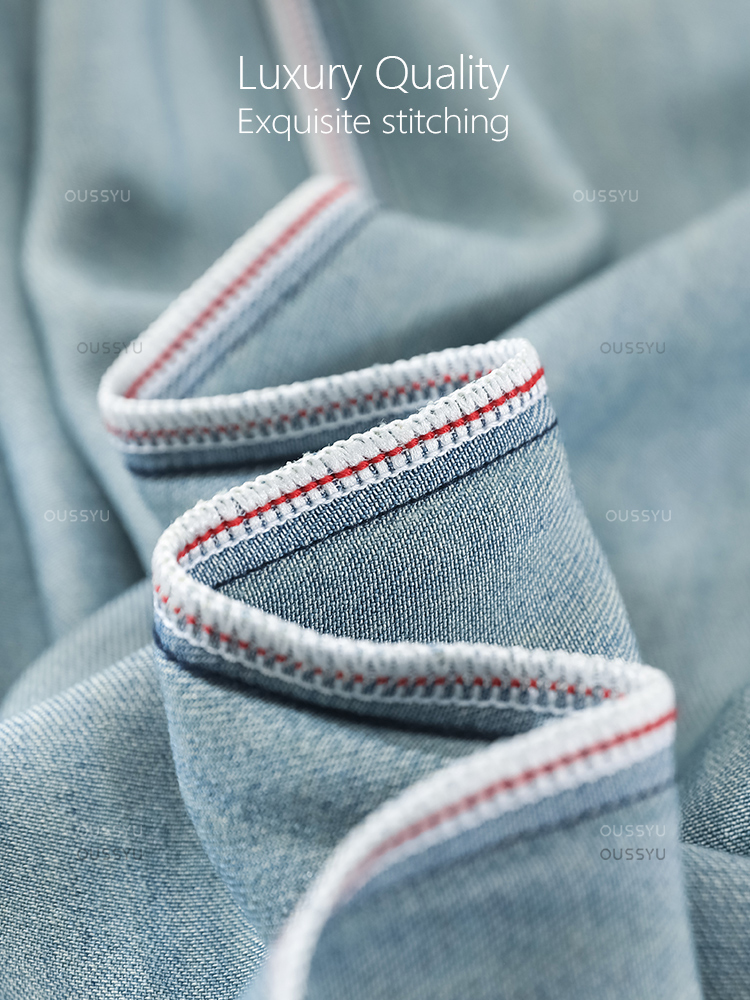 Verão de luxo macio aconchegante 100% tecido leocell mulher jeans solto perna larga calças cintura elástica moda casual mais comprimento