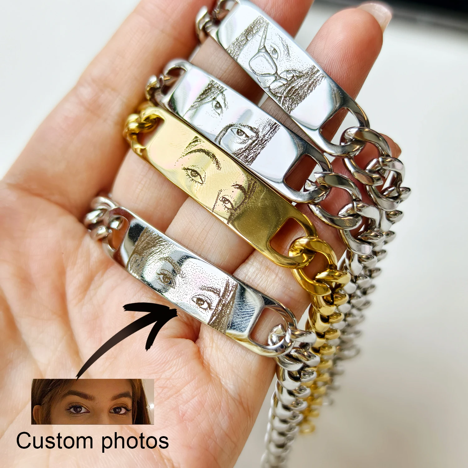 Gepersonaliseerde Oog Armband Tekening Armband Gepersonaliseerde Foto Armband Custom Oogafbeelding Sieraden Paar Gegraveerde Hanger Geschenken