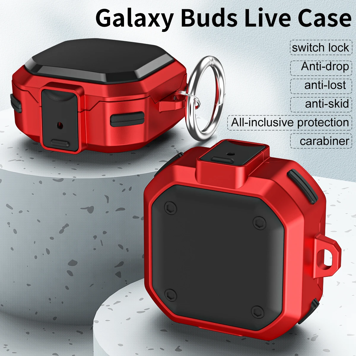 Liquidación_funda protectora con interruptor mecánico para Samsung Galaxy Buds 2 Live Pro / Pro 2, funda protectora con bloqueo de auriculares