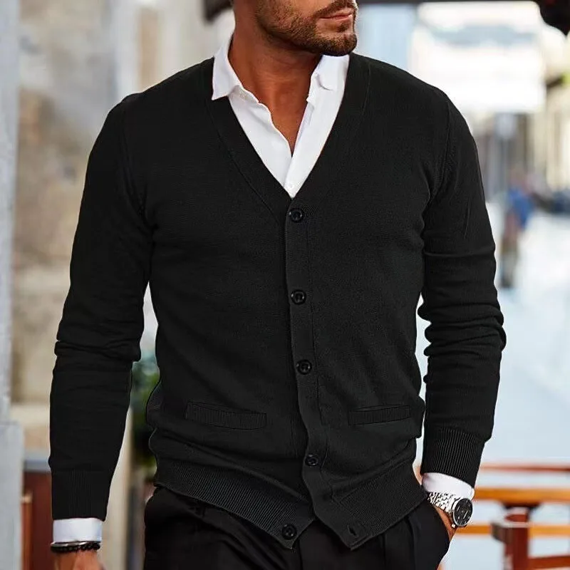 Herbst Baumwolle Pullover Männer Strickjacke Casual Solide Langarm Gestrickte Männer Strickjacke Plus Größe Dünne V-ausschnitt Pullover Männer der 4XL