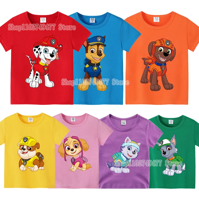 パウパトロールズキッズ Tシャツ子供服男の子女の子服漫画ストリートシャツかわいいフィギュアチェイスカイプリントトップス