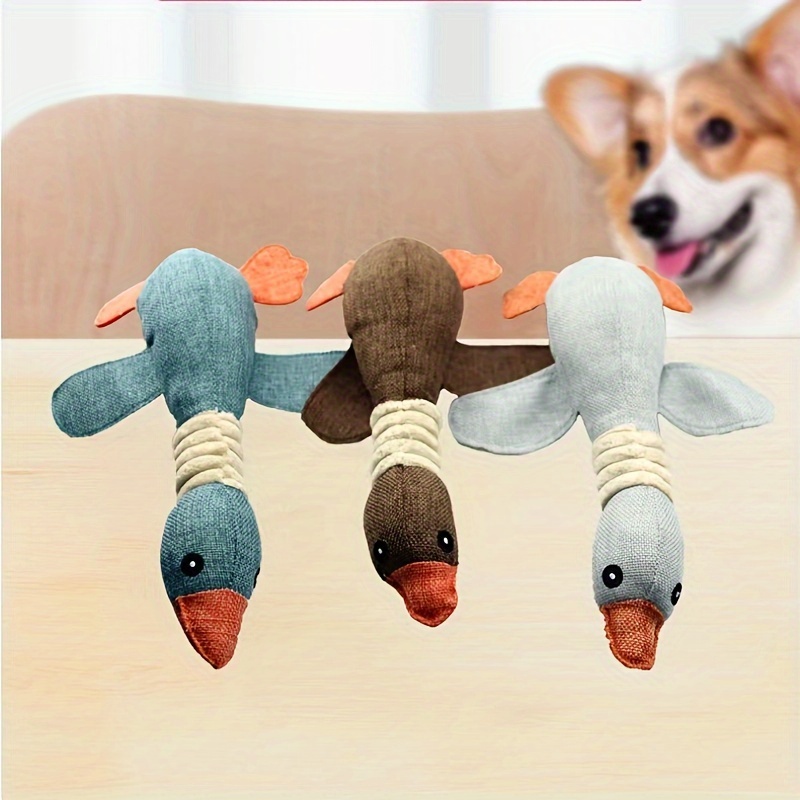 개와 고양이 3 색 야생 거위 플러시 사운드 장난감, 높은 지루함에서 물지 않는 치아 연삭, 애완 동물 용품, 1PC