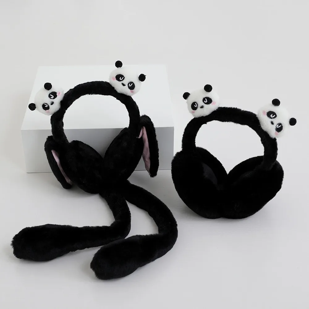 Orejeras móviles de felpa de Panda para mujer, cubierta de oreja de protección contra el frío suave, herramienta cálida para mantener el calor, gorro de oreja a prueba de viento, nuevo