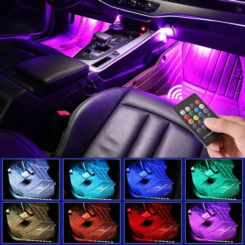 Universal carro rgb luzes ambientais tira led lâmpadas de atmosfera interior 8 cores decorativas fora da estrada 4x4 suv acessórios automóveis