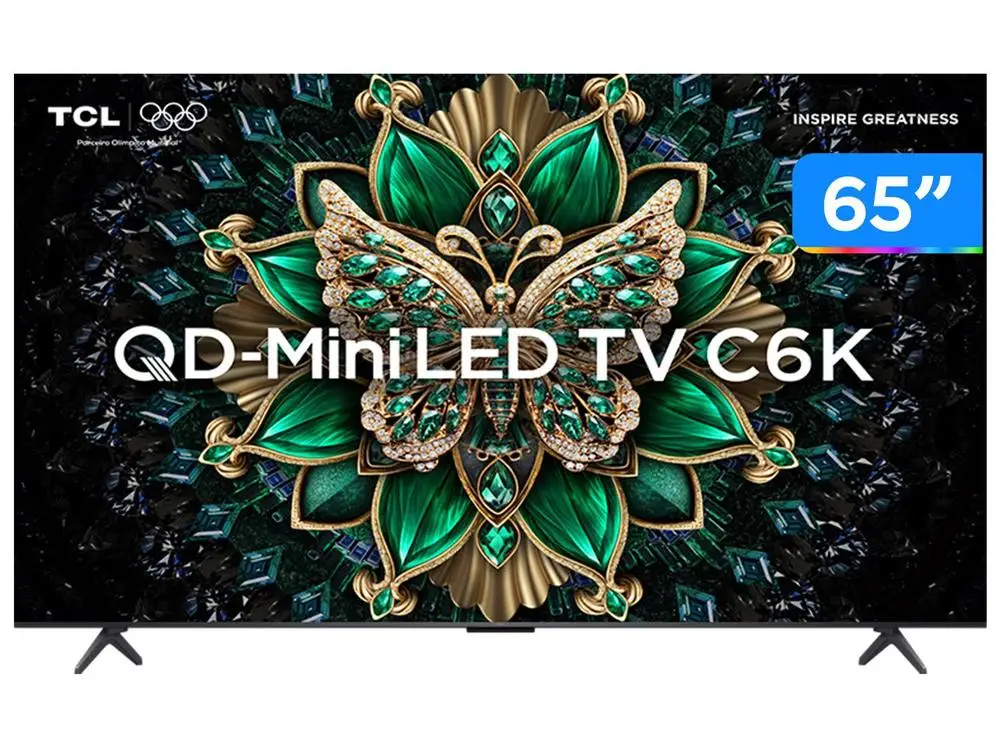Smart TV  65" TCL 4K UHD MiniLED 65C6K 120Hz Google TV AiPQ Google Assistente 4 HDMI 2 USB