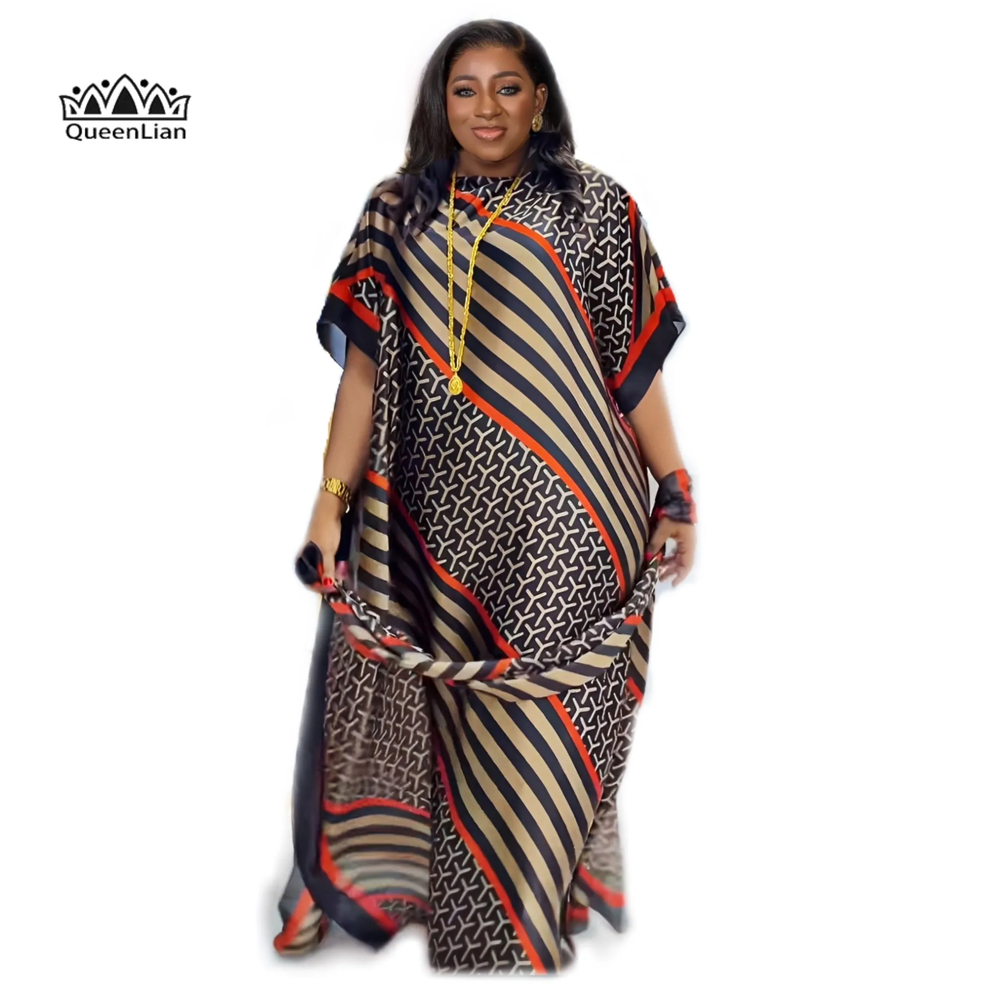 Neue Stil Mode Oversize Afrikanische Frauen Kleidung Dubai Dashiki Abaya Freie Größe Druck Design Mit Schal Lose Lange Kleid
