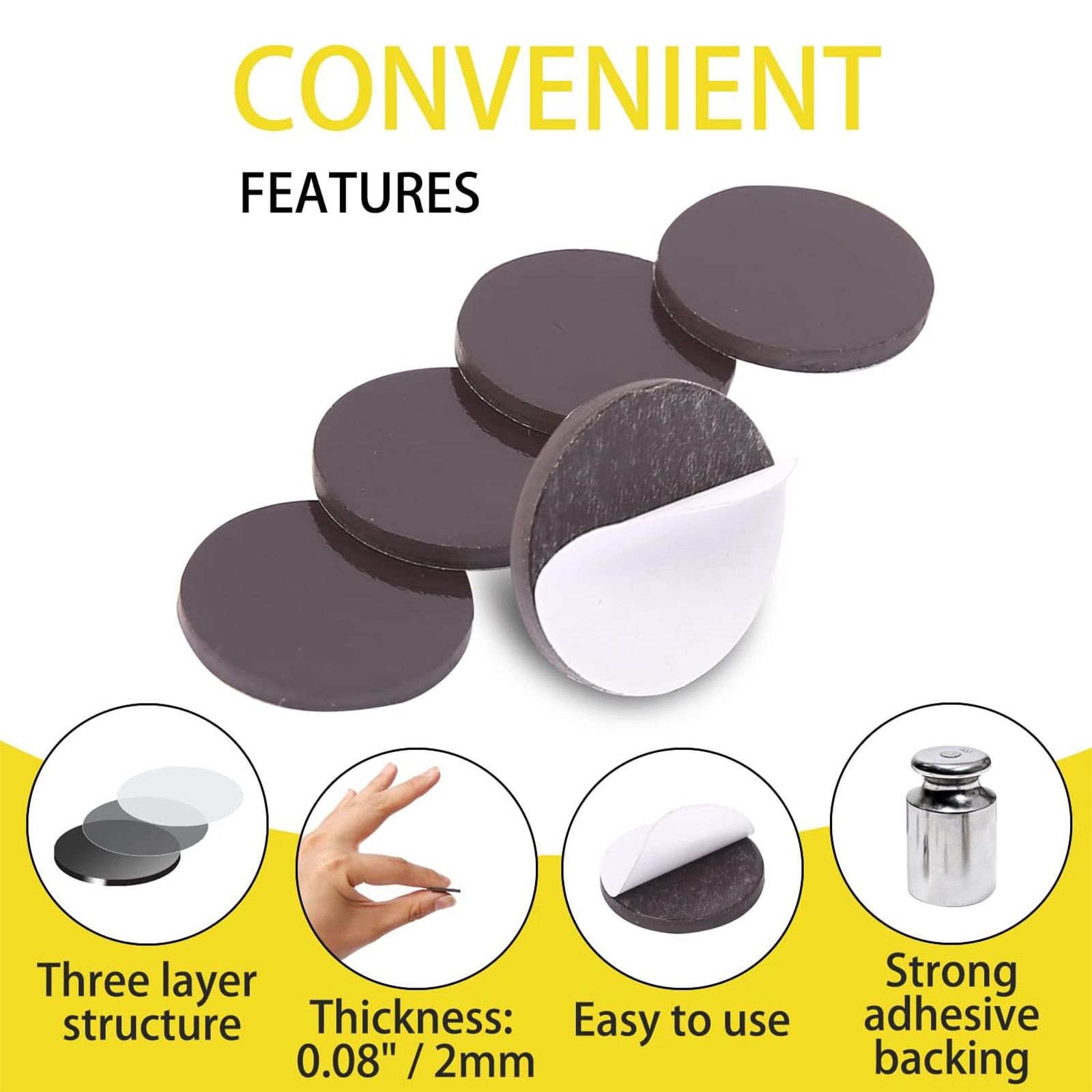 ESHANG Round Magnets Dots with Adhesive Backing for Crafts - Flexible Self Adhesive Magnetic Tape - Flexible Magnet Sheet