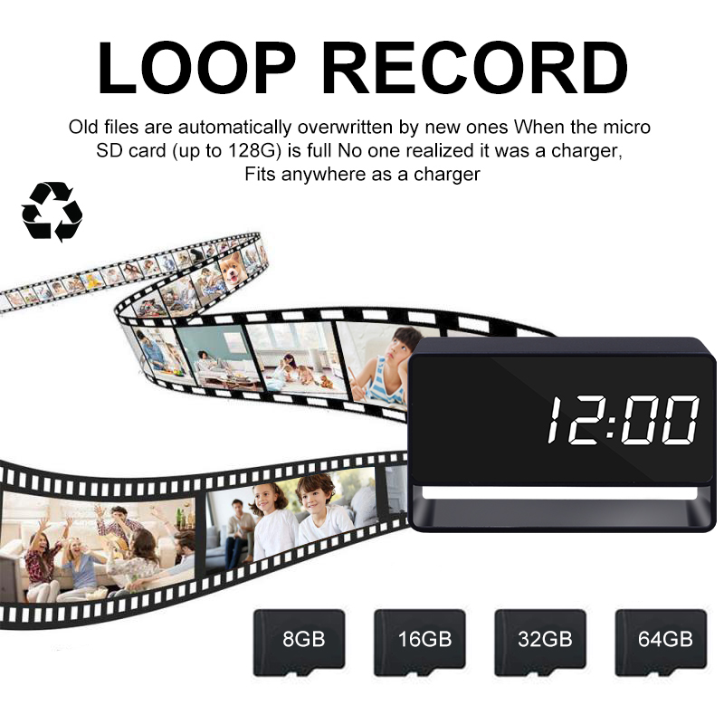 Cámaras con reloj Digital Full HD, aplicación de visión nocturna, monitoreo remoto Wifi, detección de movimiento, grabación en bucle automático, Mini videocámara para el hogar
