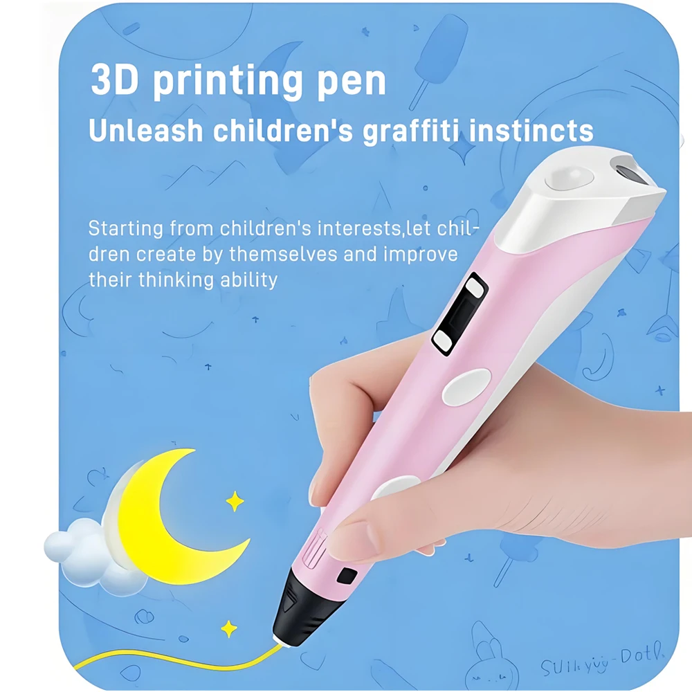 3D-pen Tekening Afdrukken Pen met LCD-scherm Compatibel PLA-filament Speelgoed Veilig schilderen voor kinderen DIY Kerstverjaardagscadeau