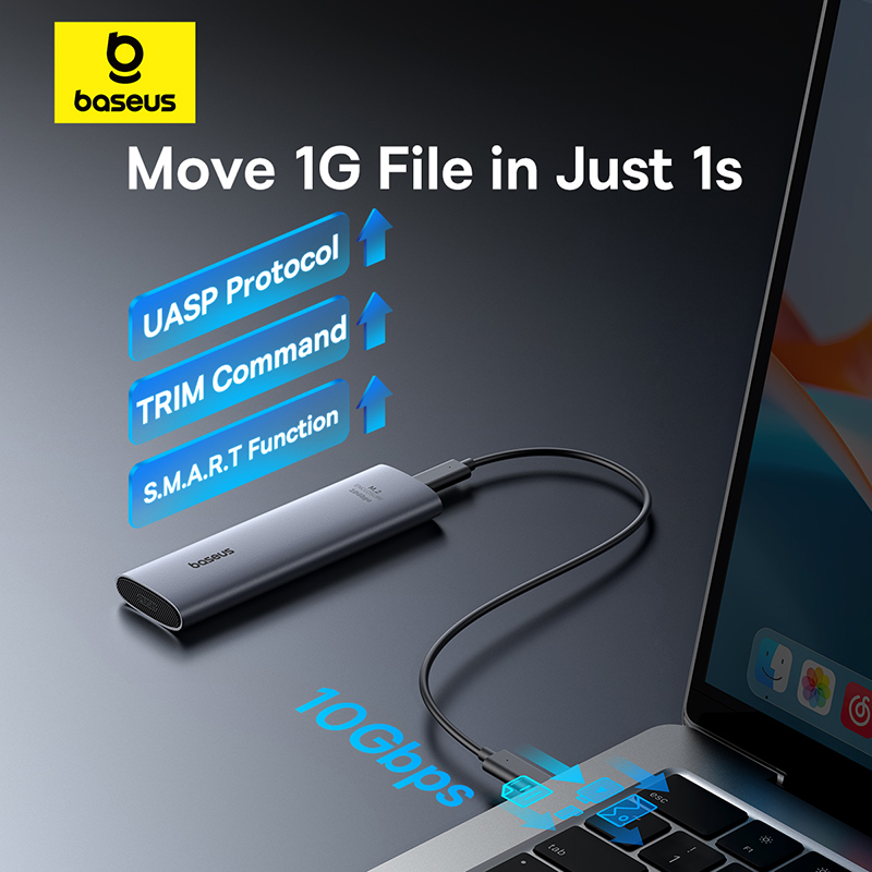 【Nueva venta】Baseus M2 SSD carcasa 10Gbps protocolo NVMe M.2 a USB tipo C 3,2 Gen2 8TB adaptador externo de Metal NVME SSD