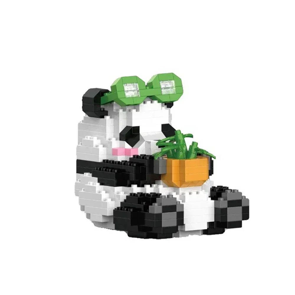 Criativo diy montar animal bonito mini estilo chinês animal panda bloco de construção brinquedos educativos menino para crianças modelo tijolos