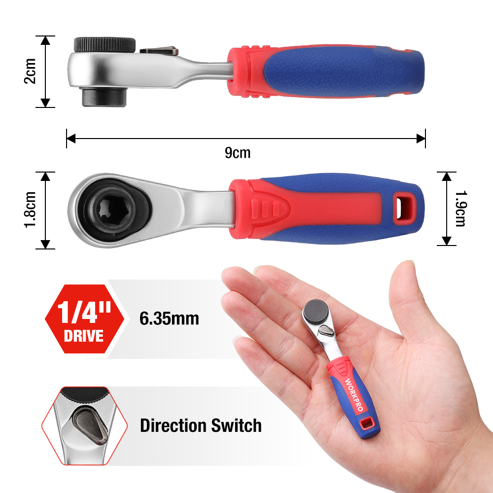 WORKPRO 1/4" Mini Ratchet Wrench and 41PCS Screwdriver Bits Set  Hex Torque Quick Release Ratchet Wrench Handle Repair Tool
