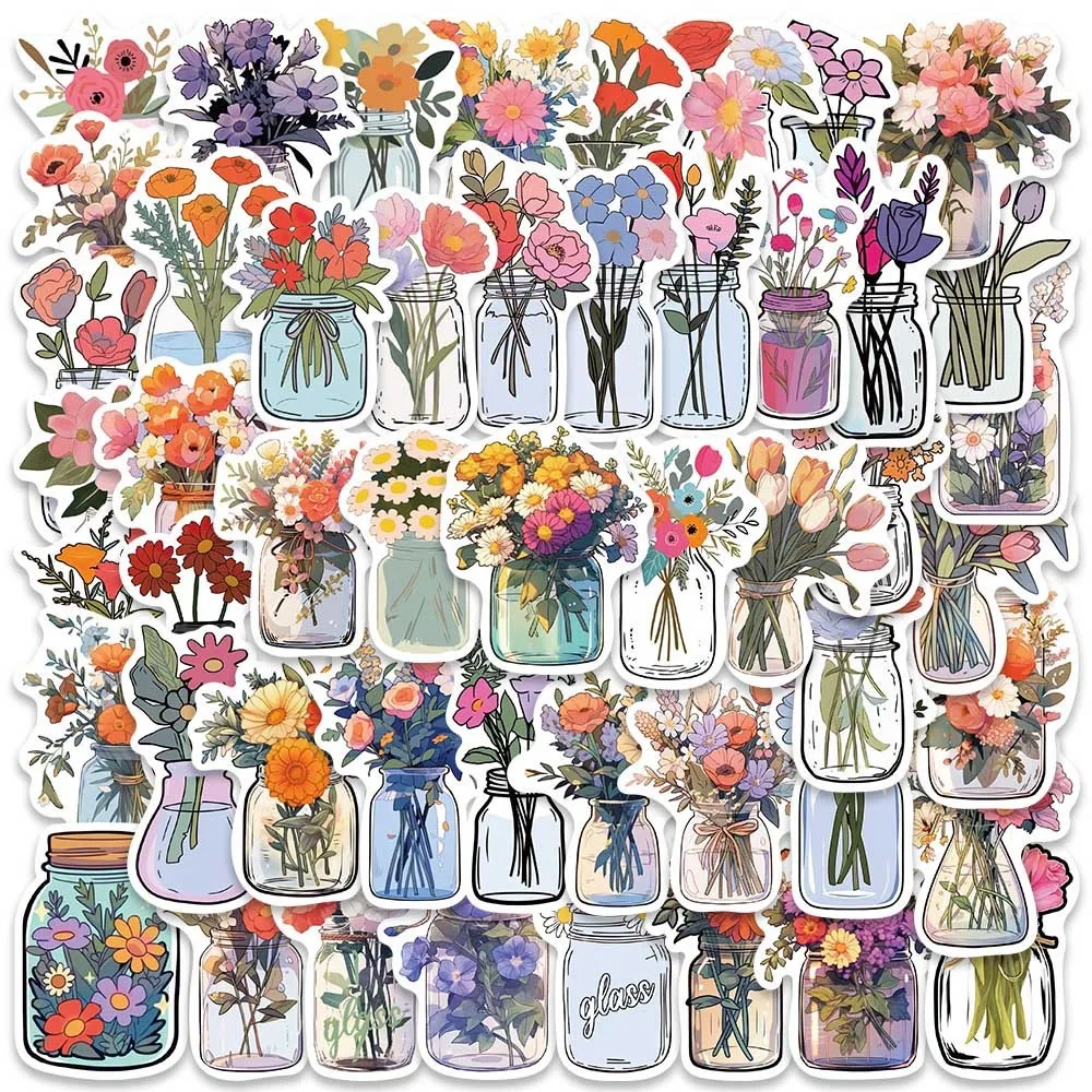 10/50 個インかわいい漫画ボトルフラワーステッカー美的 DIY 荷物ギターノートブック落書き装飾ステッカーおもちゃ