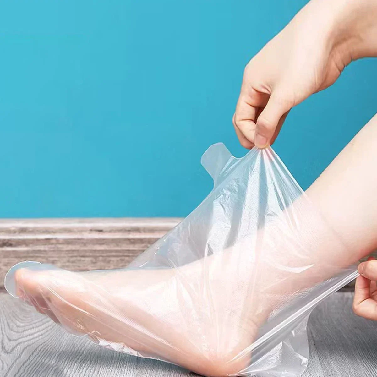 100 Uds. Bolsas desechables transparentes para pies, cubiertas de SPA de desintoxicación, película de plástico PE para pies, previene la infección, herramientas de pedicura para el cuidado de los pies agrietados