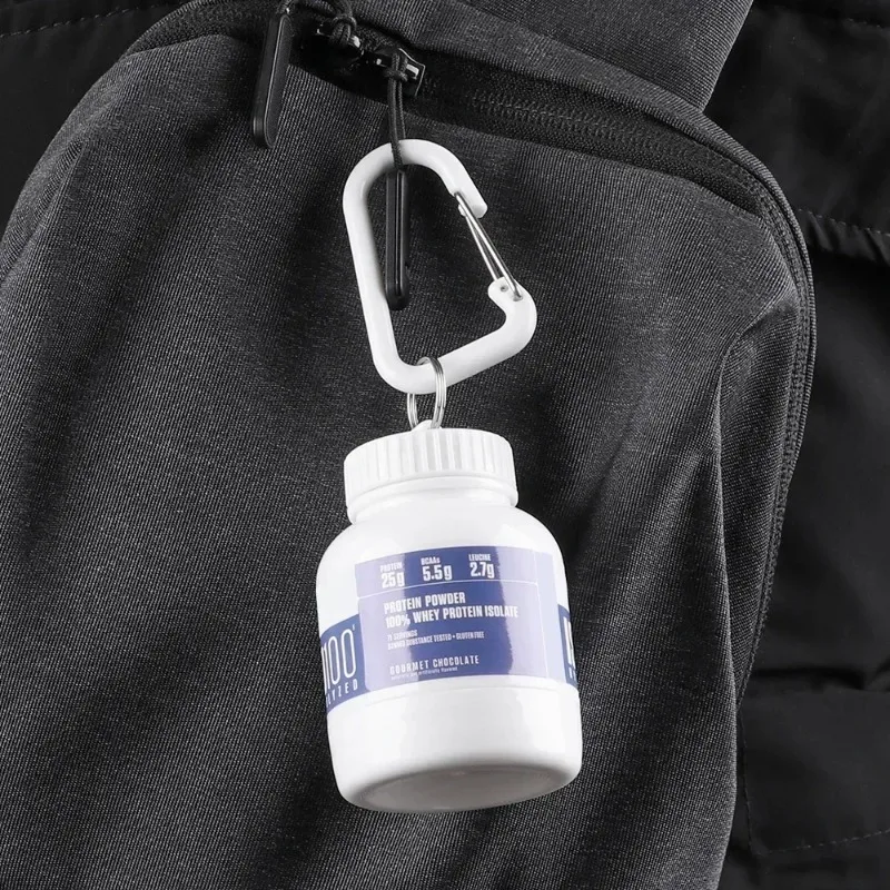 100/200ML แบบพกพามินิโปรตีนผงขวดพวงกุญแจสุขภาพช่องทางกล่องยาคอนเทนเนอร์ถ้วยขนาดเล็กกีฬากลางแจ้ง Storage