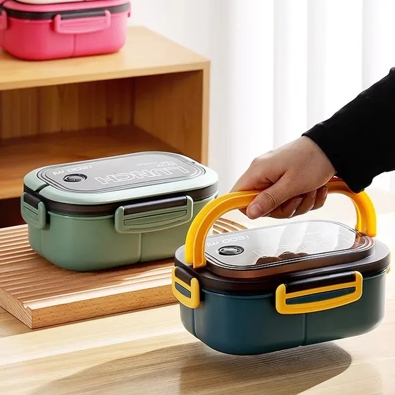 Double Layered Design With Fork And Spoon Fruit Bento Box For Easy Carrying, Microwave Safe, And Convenient Heating Lunch Box