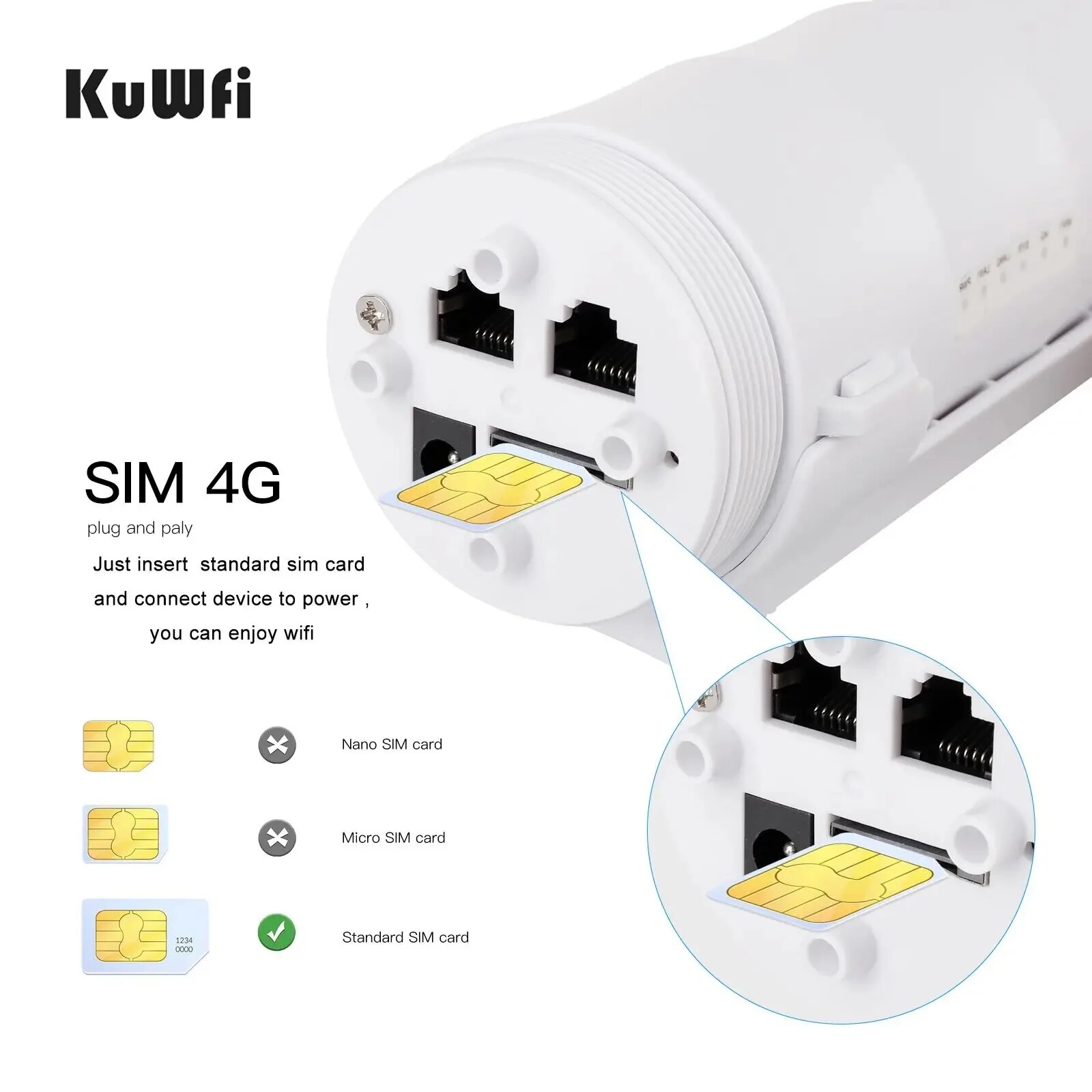 Kuwfi 4g roteador wi-fi ao ar livre 300mbps à prova dwaterproof água 4g cartão sim roteador ampla gama sem fio internet hotspot wifi suporte 64 usuários