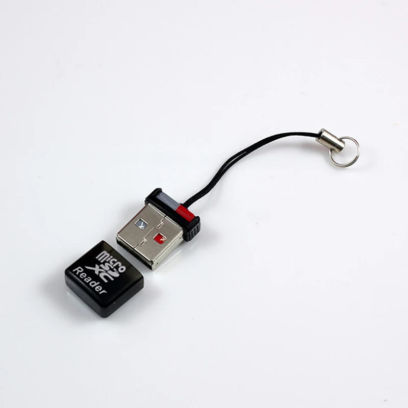 Mini USB 2.0 High Speed Memory Card Reader Adapter Micro SD/TF Card Reader with Lanyard Plug and Play