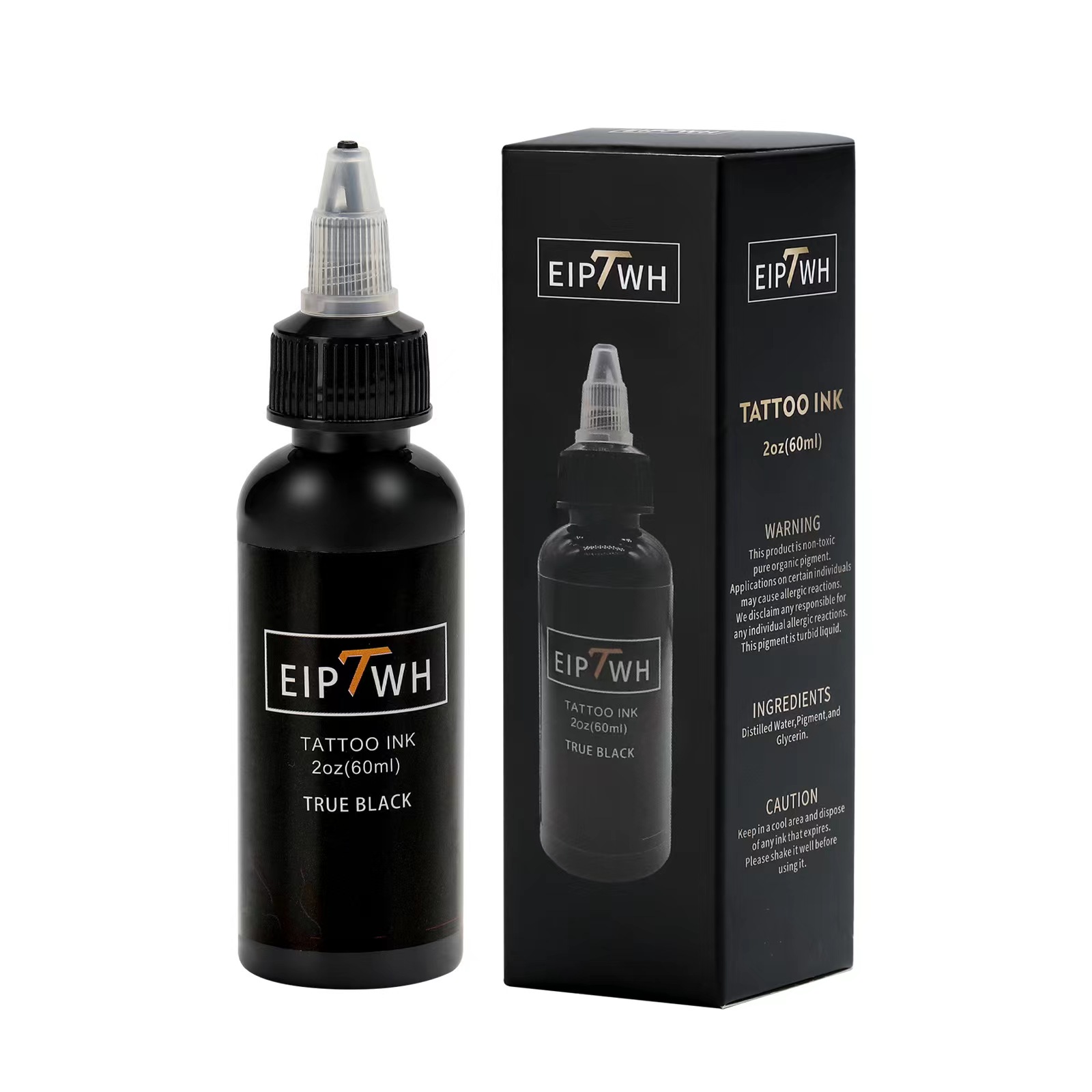 Colorante de tinta para tatuaje, colorante para tatuaje blanco y negro de 2oz (60ml), juego de tinte consumible blanco y negro para tatuaje profesional