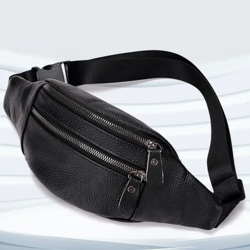 Echtes Leder Brusttasche Herren Große Kapazität Rindsleder Taille Tasche Vintage Schulter Umhängetasche Sport Mode Telefon Münze Geldbörsen