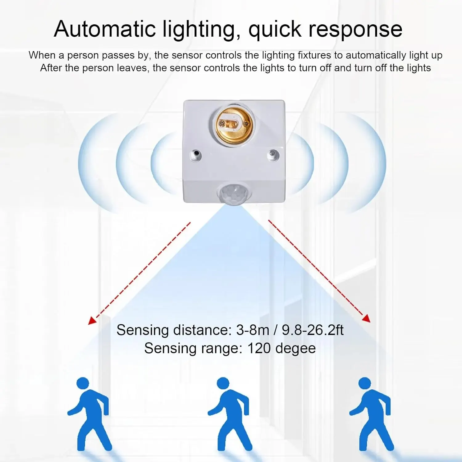 Pir-Bewegungsmelder-Lichtfassung, E27-LED-Lampensockel, menschlicher Körpersensor, verstellbar, automatisches Ein- und Ausschalten, Lichtsteuerung, Lampenfassung