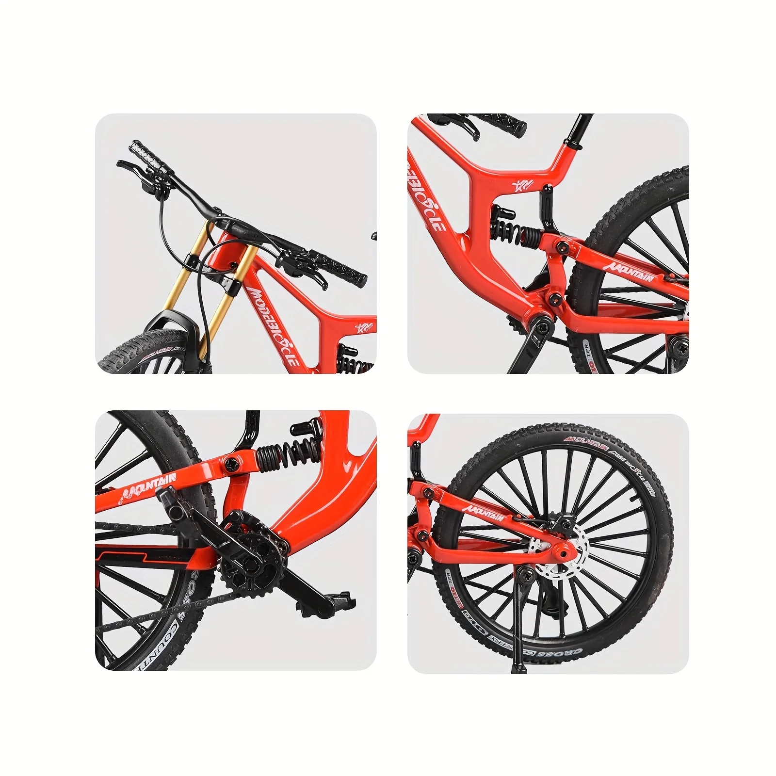 1:6 Scale Alloy Mountain Bike Model Realistic Gear Toy with Front & Rear Shock Absorbers for Bicycle Enthusiasts