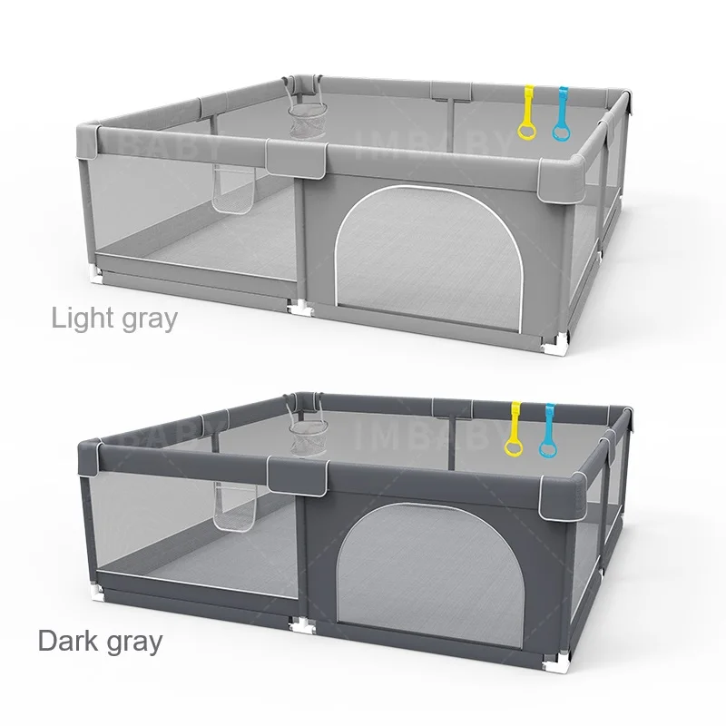 IMBABY Grey corral for Baby with Protective Angle Baby Playground Quality Baby Crawling Fence Game Playpen for Children Playpen