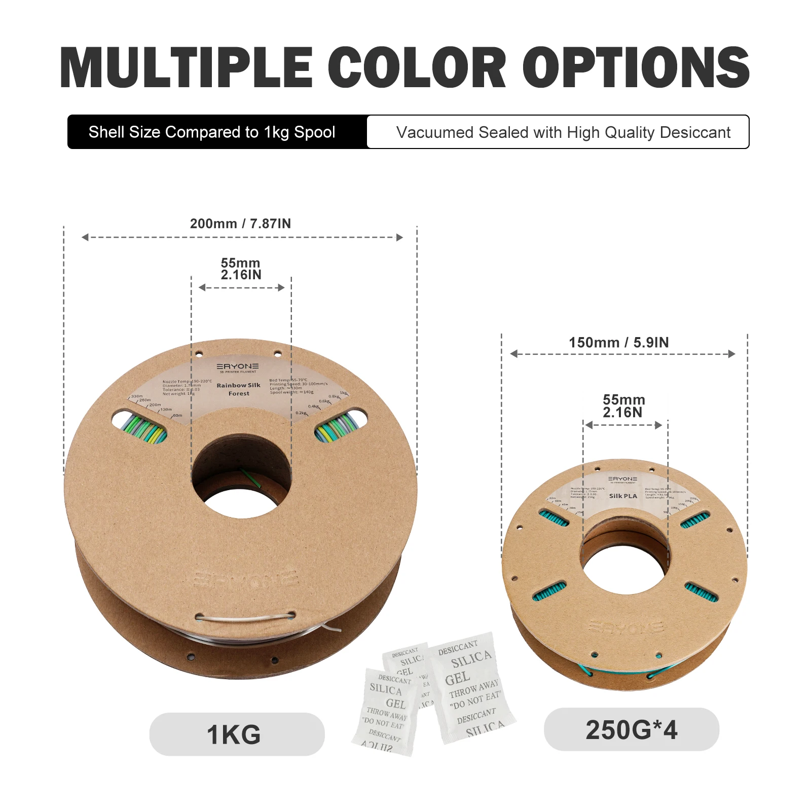 ERYONE 250G Dual-Color Matte Silk/Tri-Color Silk/PLA Filament 1.75 มม. ± 0.03 สําหรับ 3D การพิมพ์ Fast Shipping