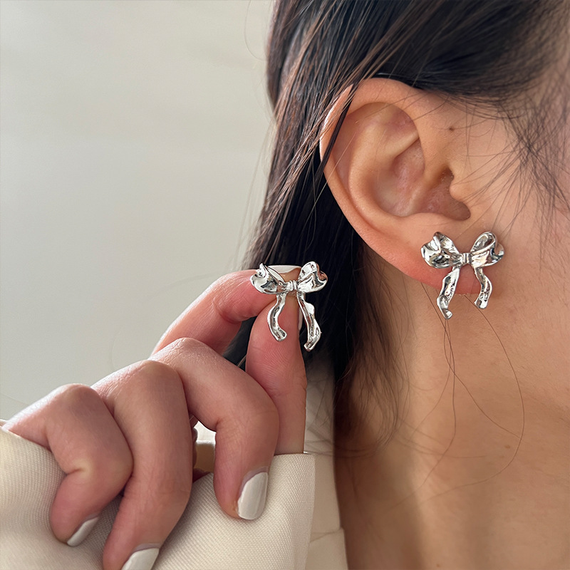 Pendientes con nudo de lazo de estilo dulce y fresco para mujer, joyería sencilla y elegante, regalos, envío directo