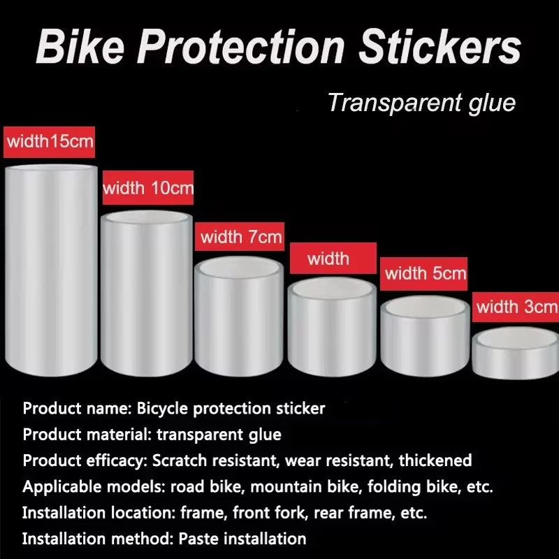Cinta adhesiva transparente para bicicleta, Protector de cuadro de bicicleta de 3M, 5M y 10M, película Invisible resistente a los arañazos, decoración de conducción