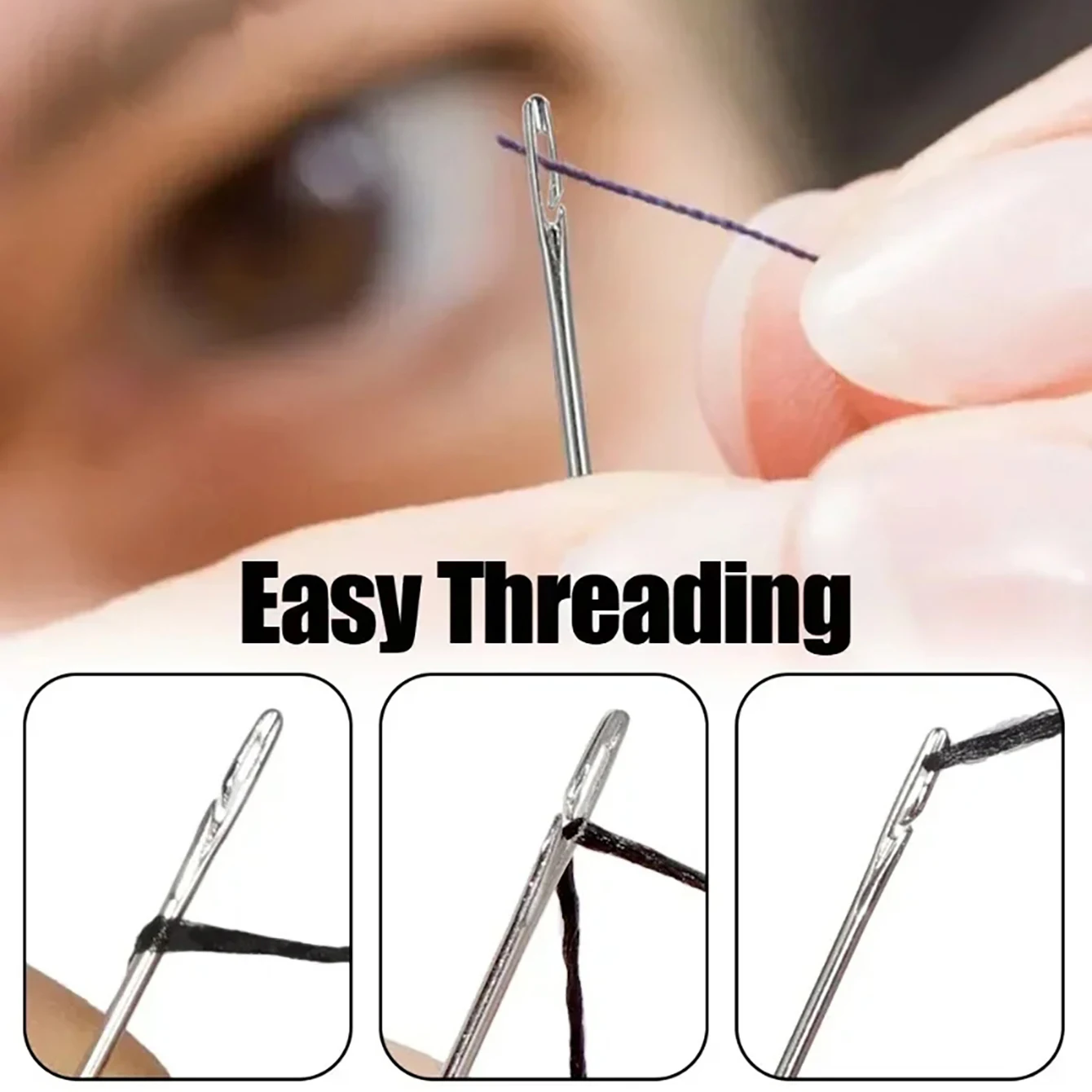 Zijgat Blind Naalden Roestvrij Staal Ouderen Naalden Hand Naaien Stiksels Pin DIY Thuis Zelf Threading Naald met Thi