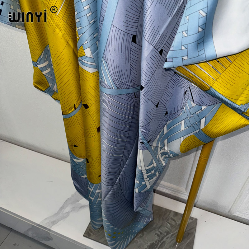 WINYI zomer kaftan koeweit Vrouwen Boho print Strand Maxi Jurk abaya dubai luxe abaya moslim vrouw dubai Mode avondjurk