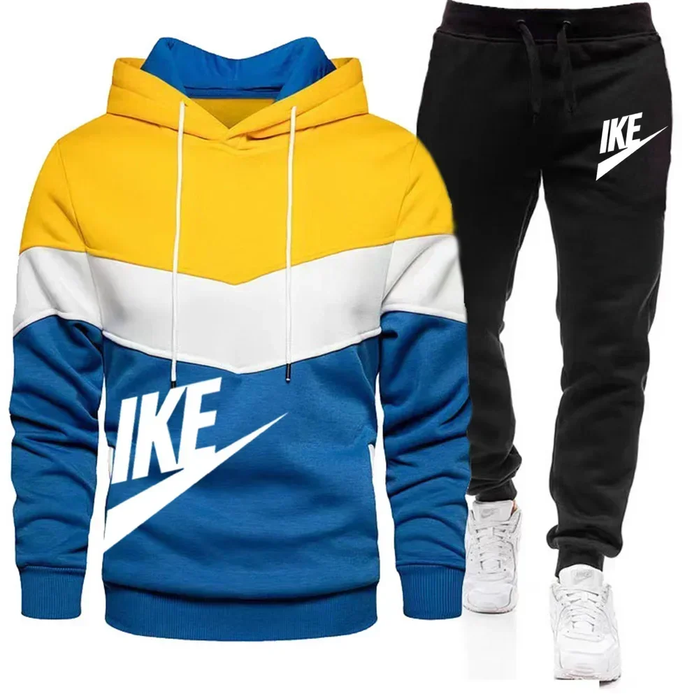 Conjuntos de otoño e invierno para hombre, Sudadera con capucha y pantalones con cremallera, chándal informal, ropa deportiva para hombre, novedad de 2024