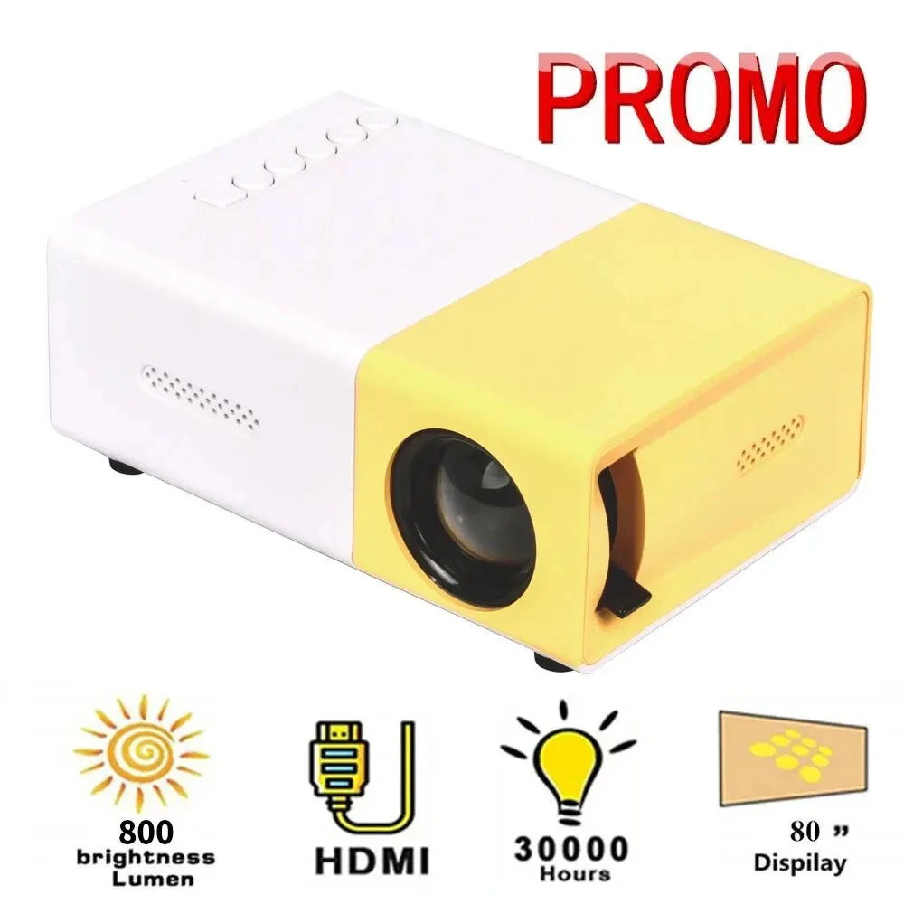 Proiettore Versione aggiornata 1000 Lumen 320x240P Proiettore per lettore multimediale domestico audio USB YG300 compatibile HDMI