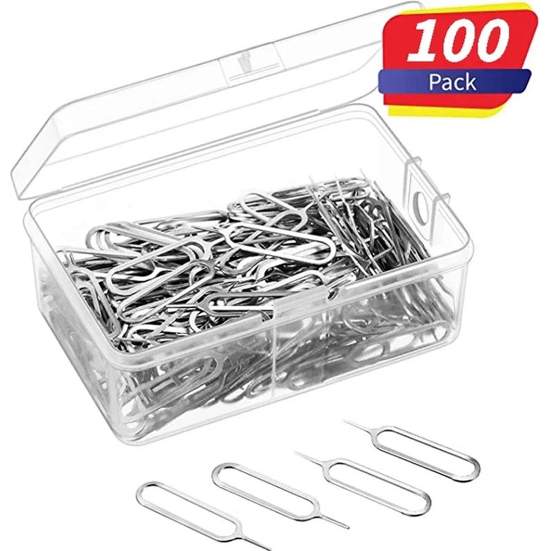 1/10/50/100Pcs SIM Card Tray Eject Pin Ejector Removal Tool Compatible for iPhone Samsung Xiaomi Huawei SIM Card Opener Needle