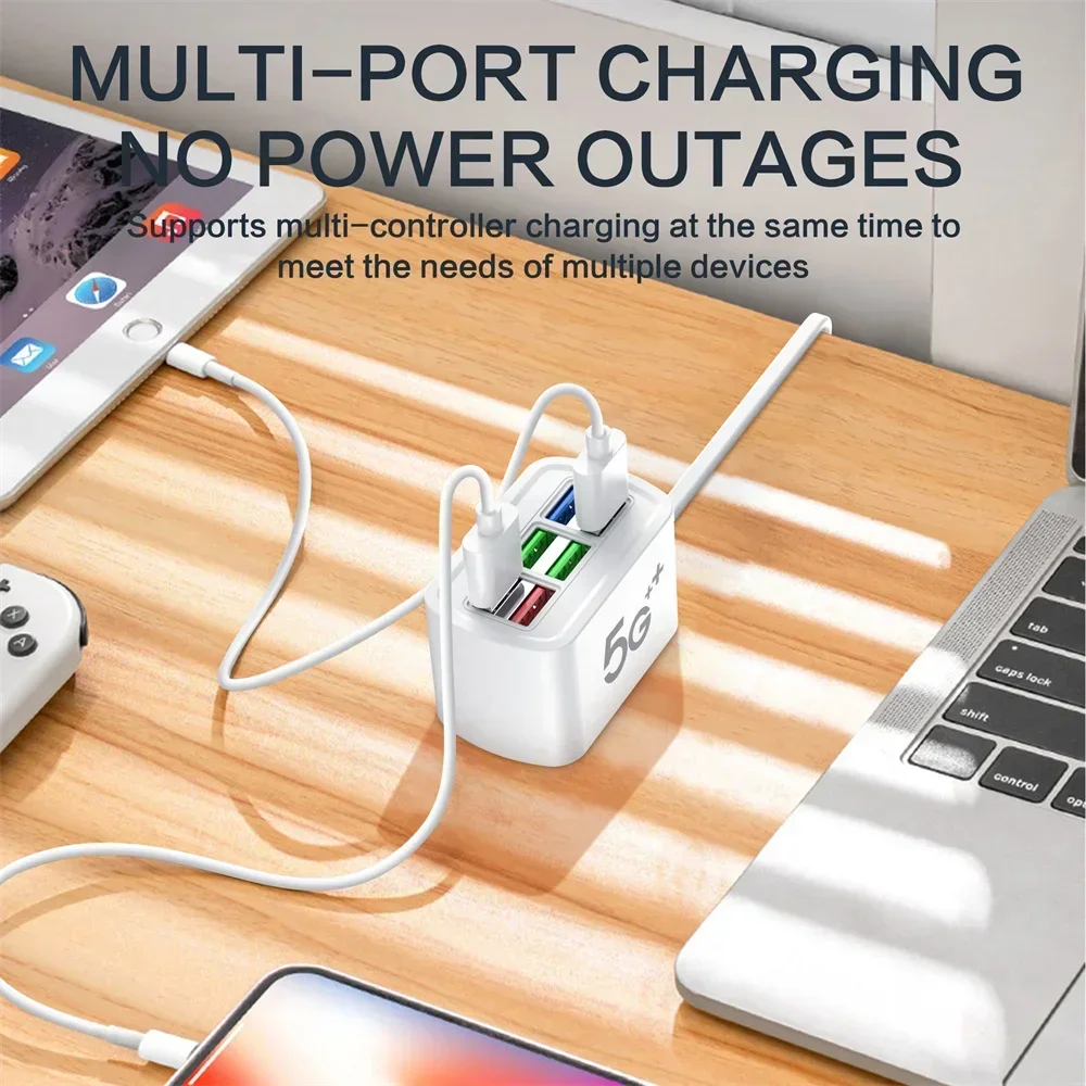 マルチ6ポートUSB電話充電器電源タップユニバーサルアダプター高速急速充電ヘッドソケット壁充電器ソケットハブスプリッター