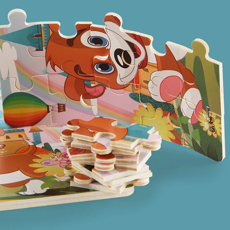 新しい 20 ピース木製 3d パズル漫画動物車両ジグソーパズルモンテッソーリ教育玩具子供のための赤ちゃん 1 2 3 年