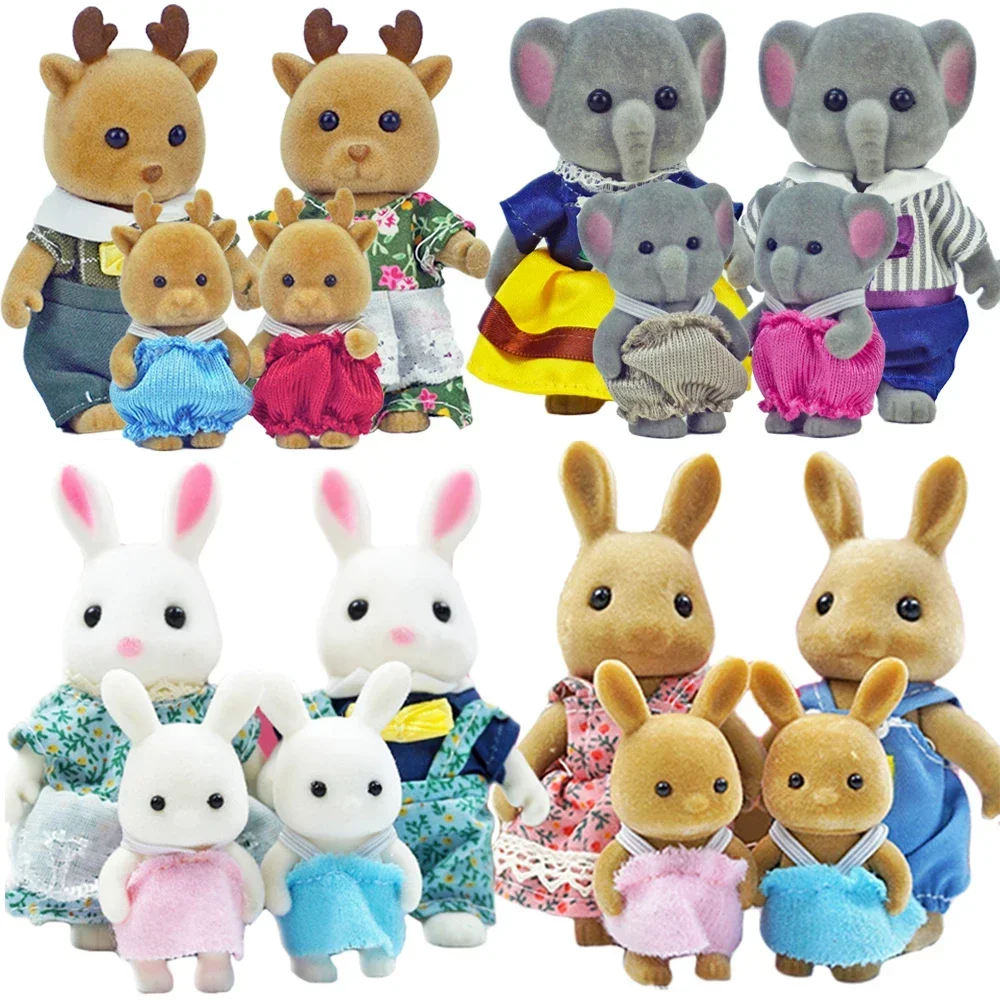 Famadas animales del bosque escala 1:12 casa de muñecas miniaturas accesorio conejo oso Reno Calico Critter juego de simulación para niña regalo