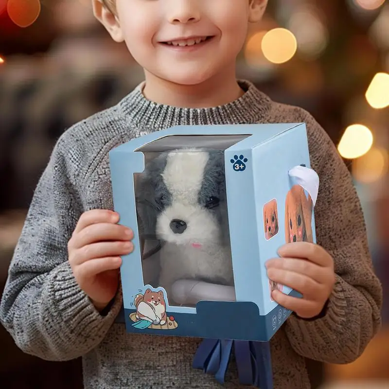 Realistic Plush Simulation Smart Dog Children Toy Can Walking And Call Electric Plush Robot Pet Dog Toddler Christmas Gift 0-7