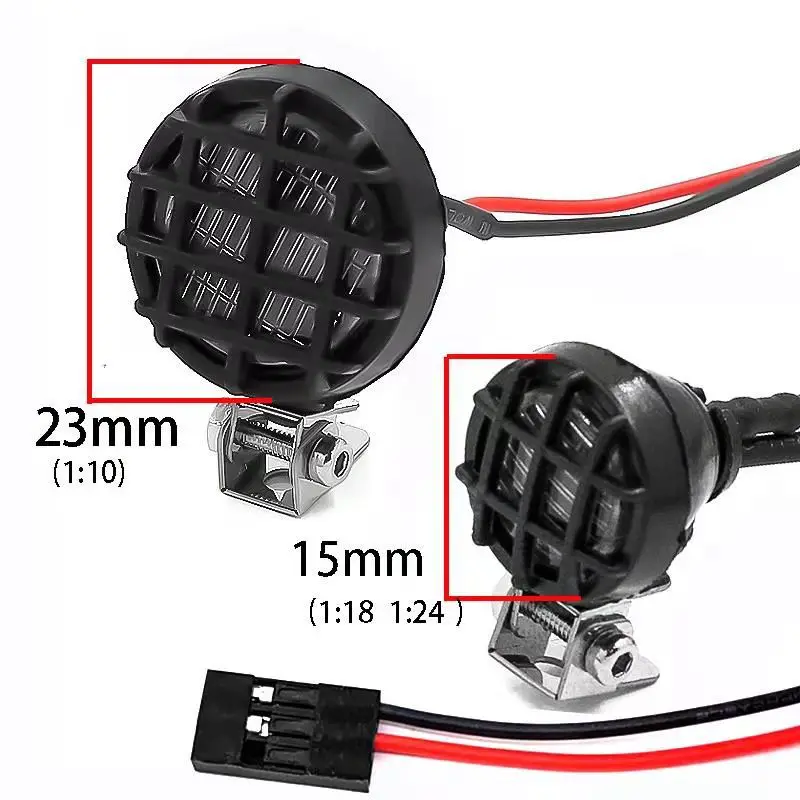 RC Car Round Roof LED Headlights Spotlight with Bracket for 1/10 Crawler Traxxas TRX4 TRX6 Axial SCX10 III YK4082 Tamiya CC01
